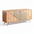 Wooden sideboard with mirror panel and metal legs 120 x 40 x 75cm