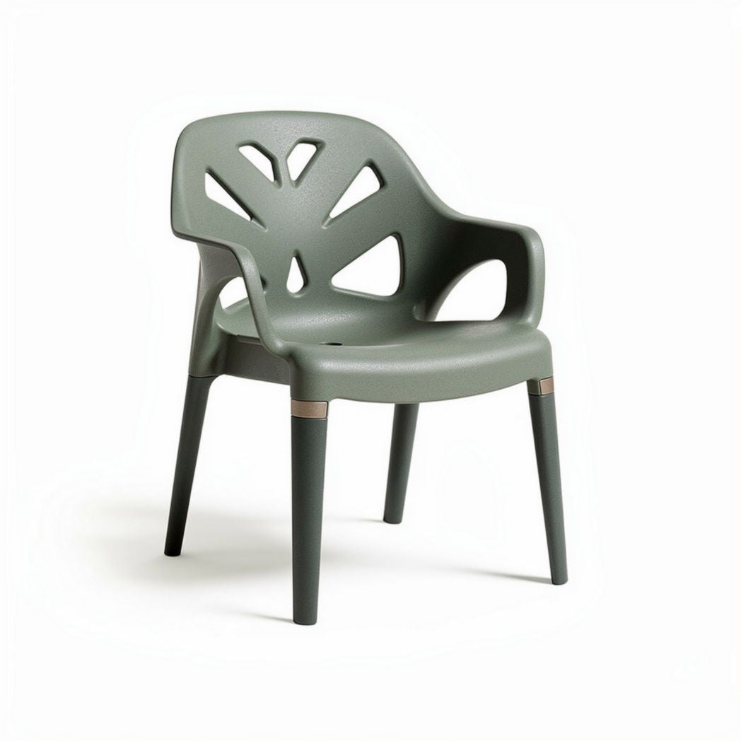 Plastic outdoor chair with ergonomic design in green 45 x 50 x 80cm