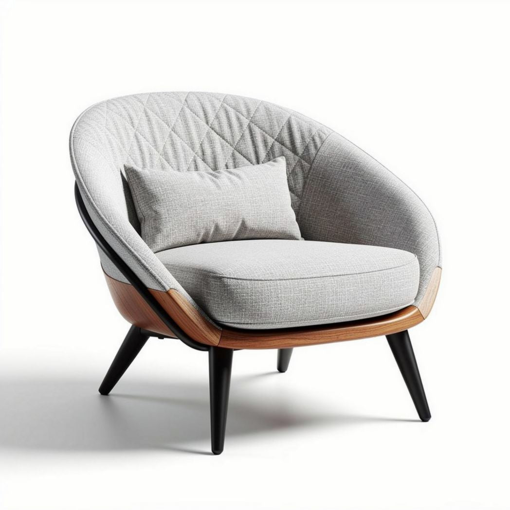 Fabric accent chair with wooden frame and cushioned seat in gray 80 x 80 x 70cm
