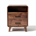 Wood nightstand with two drawers and open storage space 50 x 40 x 60cm