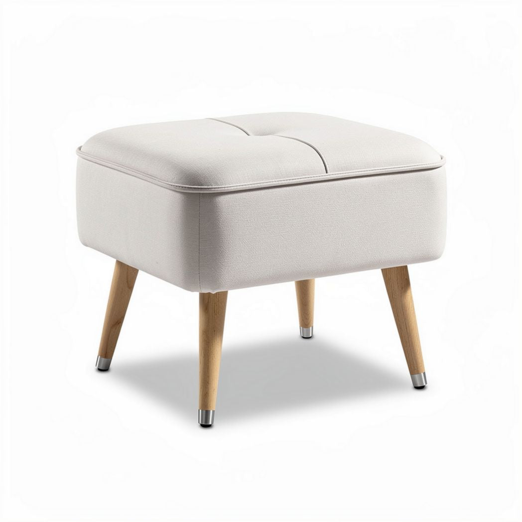 Fabric ottoman with wooden legs 45 x 45 x 40cm for living room use