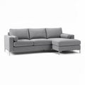 Gray fabric sectional sofa with metal legs and removable cushions 250 x 100 x 90cm