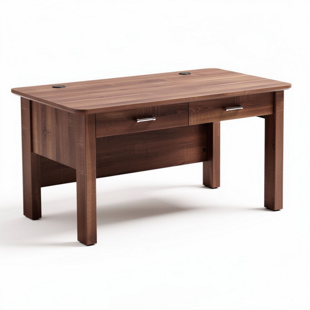 Wooden desk with two drawers for home office workspace 150 x 75 x 75cm