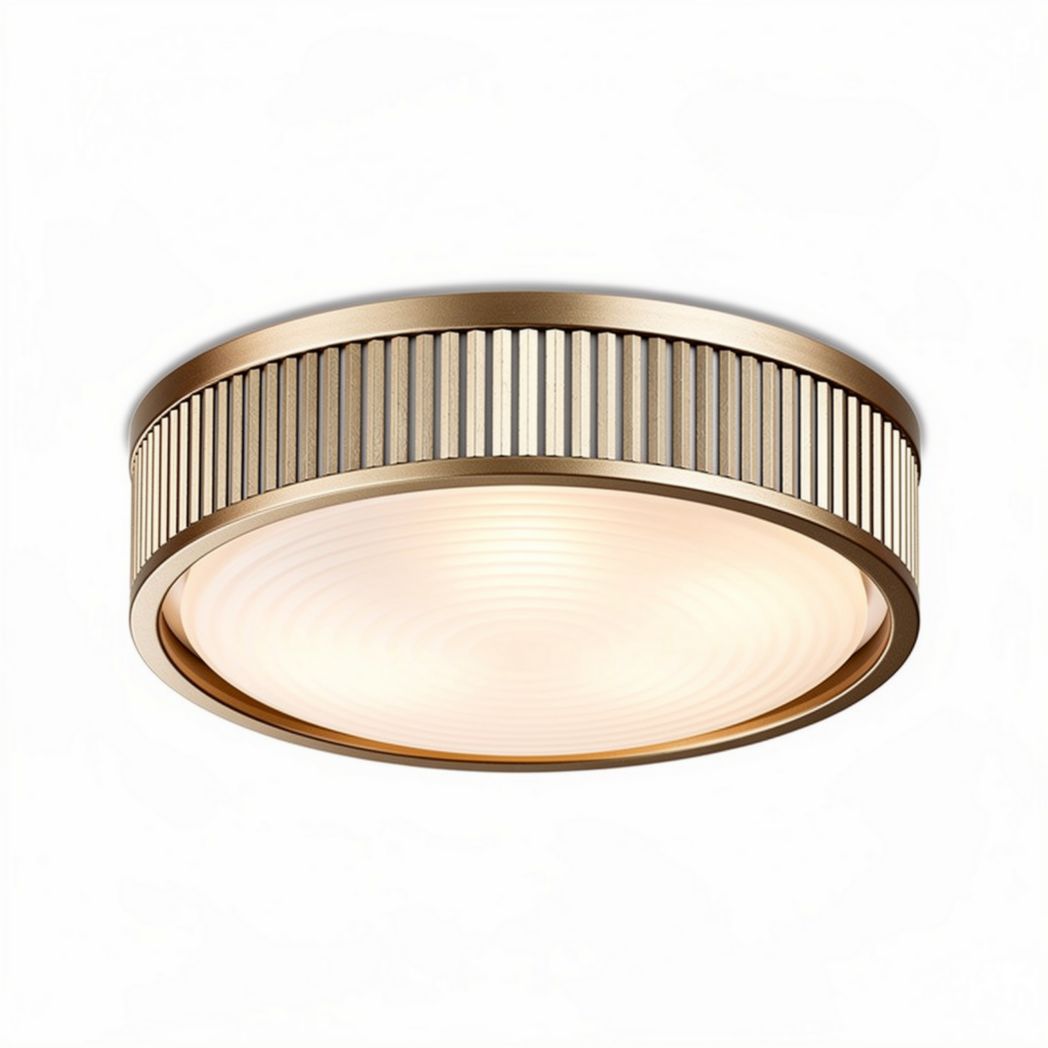 Flush mount ceiling light fixture in brushed gold finish 30 x 30 x 7cm