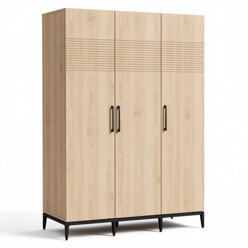 Three-door storage cabinet in wood finish with modern design 180 x 90 x 40cm