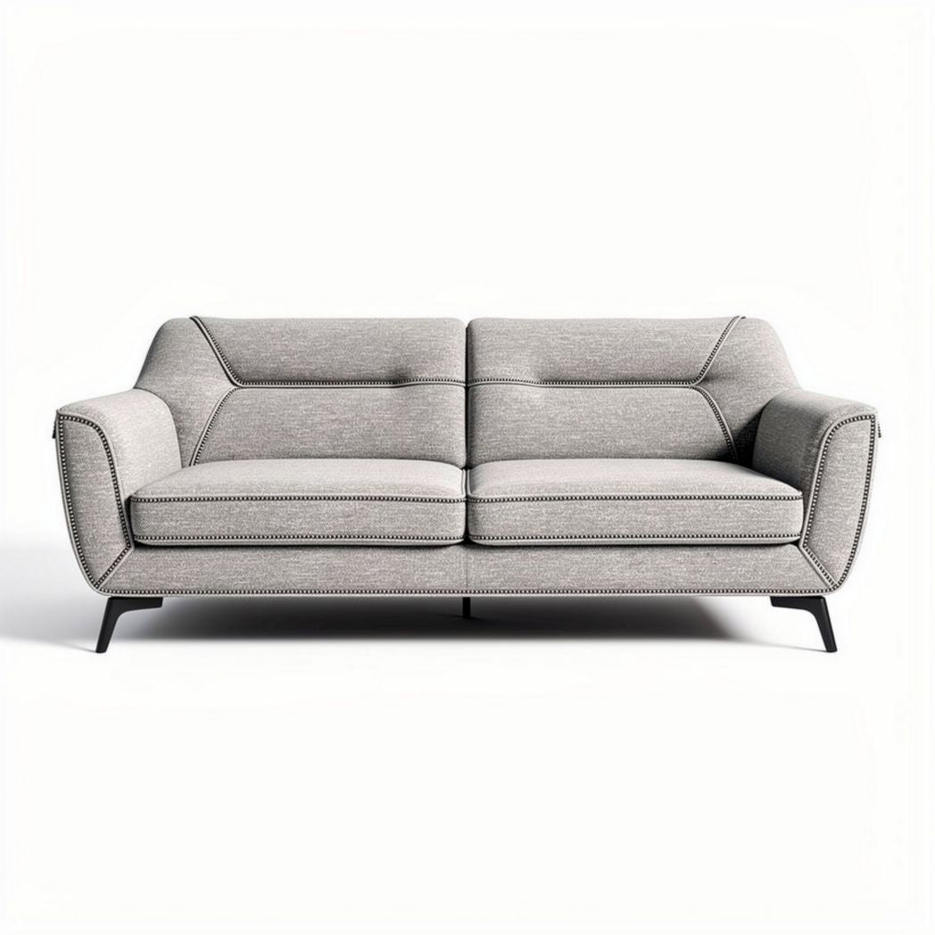 Fabric sofa with metal legs in light gray 200 x 90 x 85cm for living room
